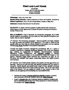 Federal Resume Template (PDF - 52KB)