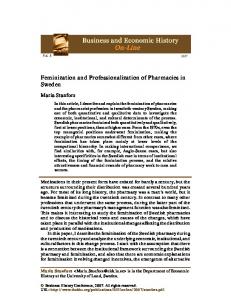 Feminization and Professionalization of Pharmacies in Sweden