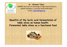 Fermented table olives as a functional food