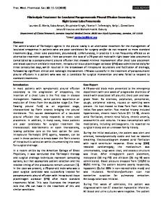 Fibrinolysis Treatment for Loculated Parapneumonic ...