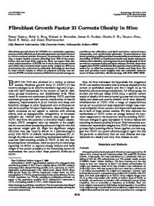 Fibroblast Growth Factor 21 Corrects Obesity in Mice