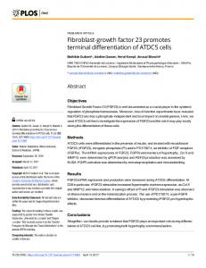 Fibroblast-growth factor 23 promotes terminal differentiation of ... - PLOS