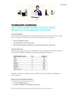 FILEMAKER VOLUME LICENSING SAve your orgAnIzAtIon Money ...