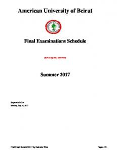 Final Exam Schedule