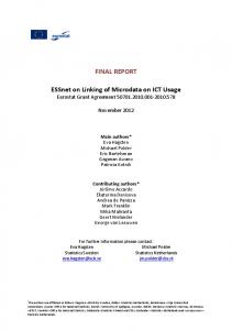 FINAL REPORT ESSnet on Linking of Microdata on ICT Usage