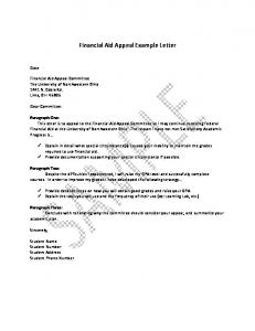 Financial Aid Appeal Example Letter