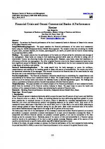 Financial Crisis and Omani Commercial Banks: A Performance Review