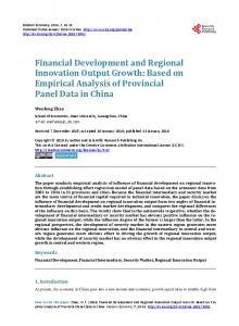 Financial Development and Regional Innovation Output Growth ...