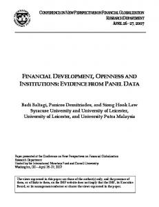 Financial Development, Openness and Institutions: Evidence ... - IMF