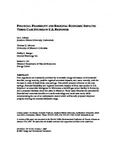 FINANCIAL FEASIBILITY AND REGIONAL ECONOMIC IMPACTS ...