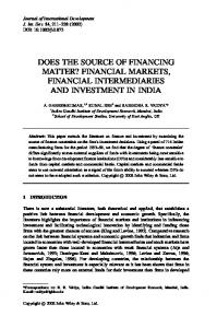 Financial markets, financial intermediaries and investment in India