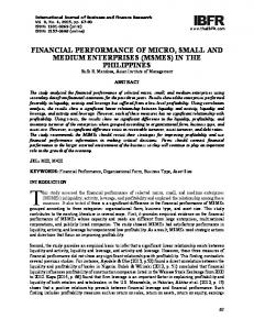 financial performance of micro, small and medium