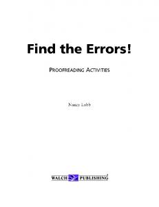 Find the Errors! - Weebly