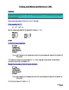 Finding Local Maxima and Minima on TI-83+