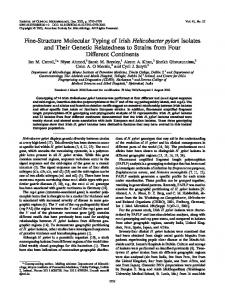 Fine-Structure Molecular Typing of Irish Helicobacter pylori Isolates ...