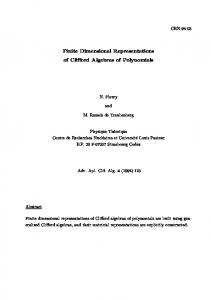 Finite Dimensional Representations of Clifford ...