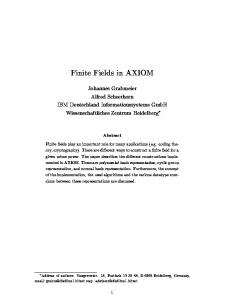 Finite Fields in AXIOM - CiteSeerX