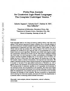 Finite-Tree Analysis for Constraint Logic-Based Languages: The ...