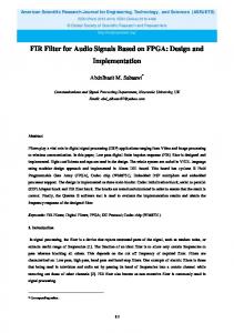 FIR Filter for Audio Signals Based on FPGA: Design ...