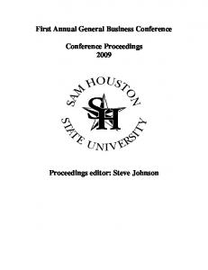 First Annual General Business Conference Conference Proceedings ...