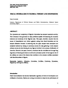 fiscal federalism in nigeria: theory and dimensions - CiteSeerX