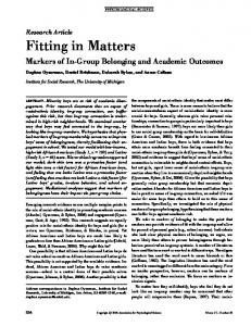 Fitting in Matters - Semantic Scholar