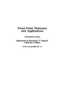 Fixed Point Theorems and Applications