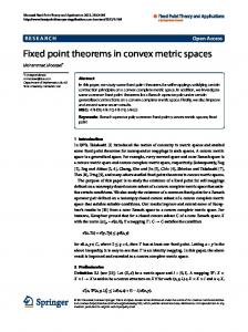 Fixed point theorems in convex metric spaces - Core