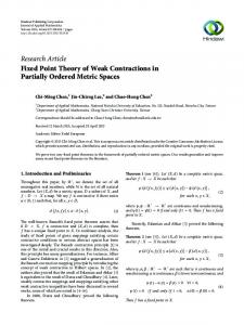 Fixed Point Theory of Weak Contractions in Partially Ordered Metric ...