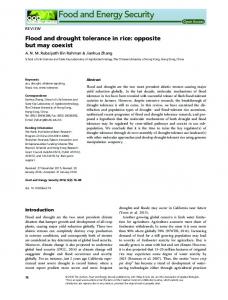 Flood and drought tolerance in rice - Wiley Online Library