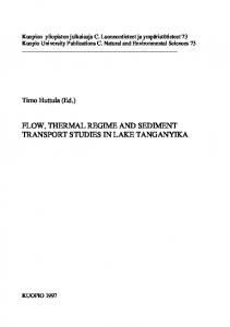 flow, thermal regime and sediment transport studies in lake tanganyika