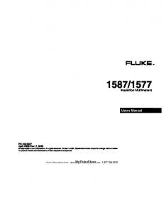 Fluke Corporation Fluke 1587 Insulation Multimeter Manual