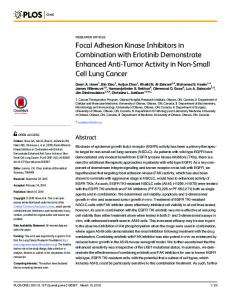 Focal Adhesion Kinase Inhibitors in Combination with Erlotinib ... - PLOS