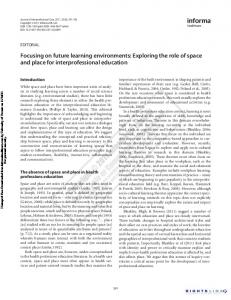 Focusing on future learning environments: Exploring