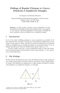 Foldings of Regular Polygons to Convex Polyhedra I: Equilateral ...