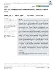 Food and nutrition security and sustainability ... - Wiley Online Library