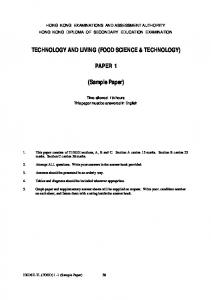 Food Science and Technology - Paper 1