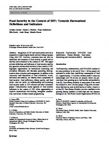 Food Security in the Context of HIV: Towards Harmonized Definitions ...