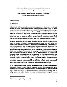 Food security responses to the protracted crisis context of the ...