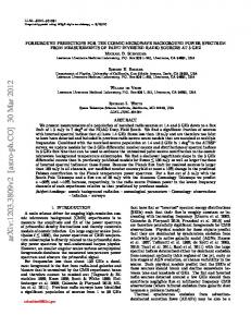 Foreground Predictions for the Cosmic Microwave Background Power ...