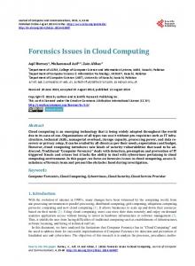 Forensics Issues in Cloud Computing