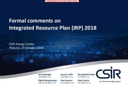 Formal comments on Integrated Resource Plan (IRP