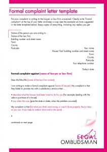 Formal complaint letter template