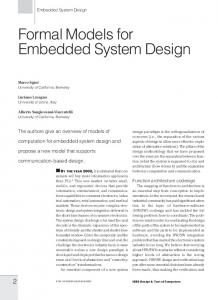 Formal Models for Embedded System Design - CiteSeerX