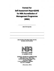 Format For Self Assessment Report(SAR) for NBA Accreditation of ...