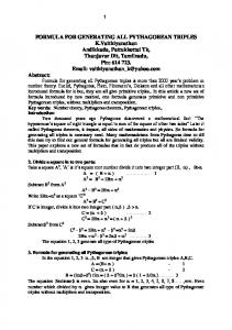 formula for generating all pythagoreantriples