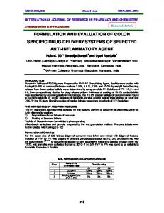 formulation and evaluation of colon specific drug delivery ... - ijrpc