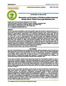 Formulation and Evaluation of Diclofenac Sodium Sustained Release