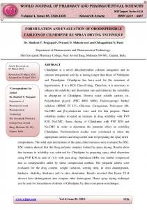 formulation and evaluation of orodispersible tablets of