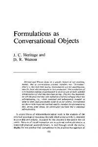 Formulations as Conversational Objects